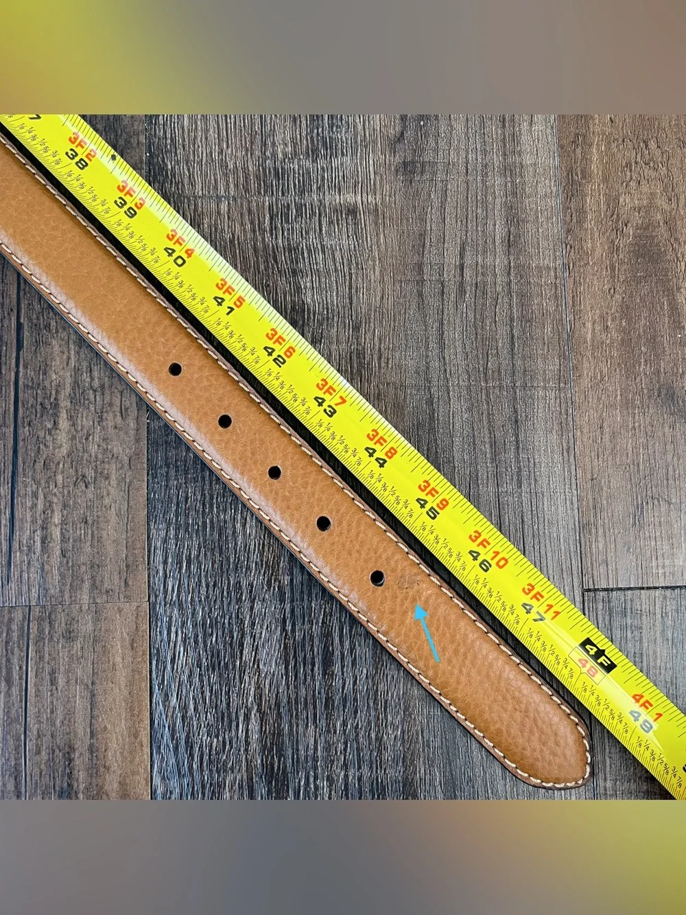Lucky Brand Pebbled Leather Belt Solid Brass Buckle Preppy Classic Size 42 Tan